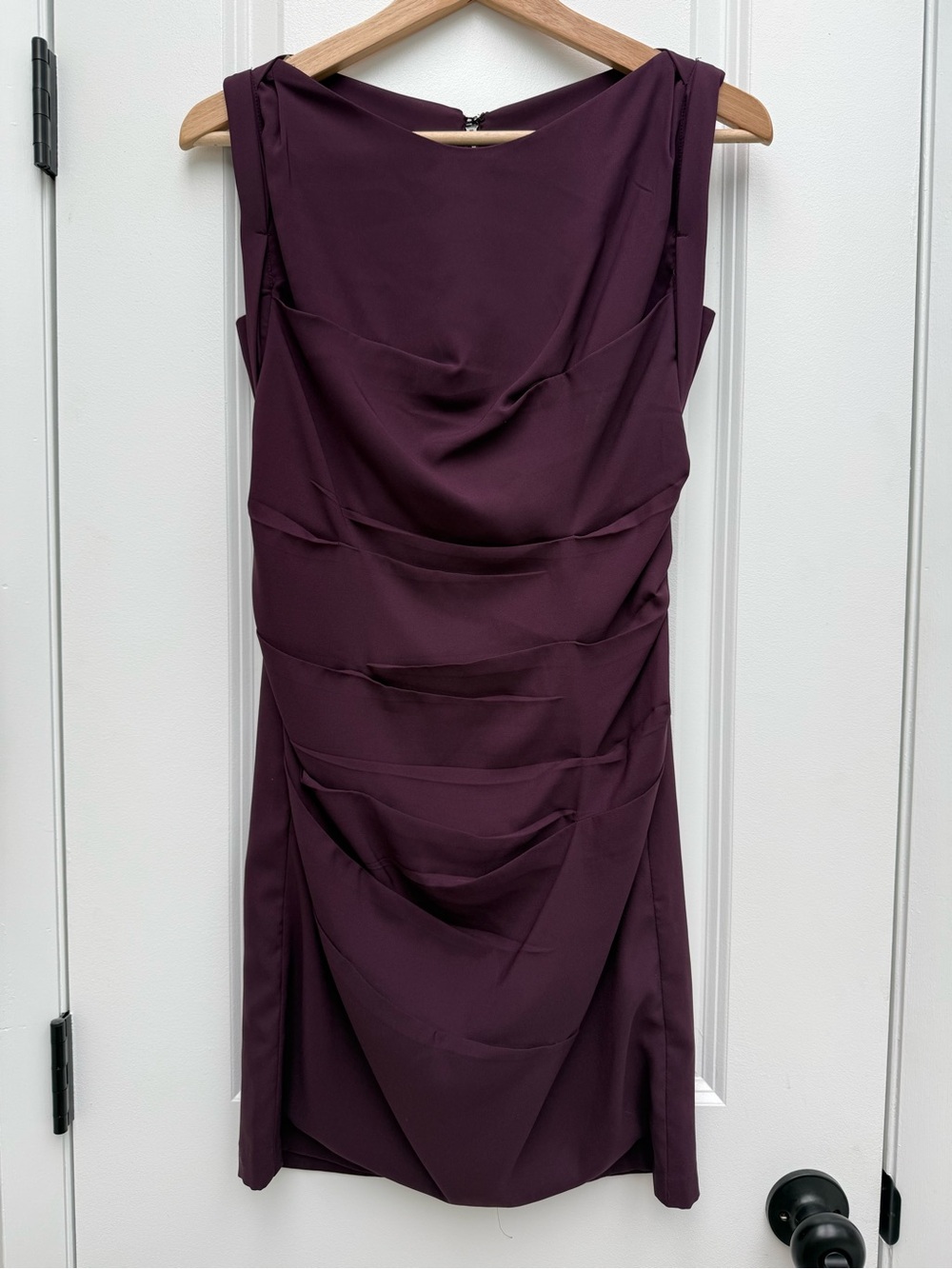 Express Plum Purple Ruched Sheath Dress Size 0 Career Cocktail Draped